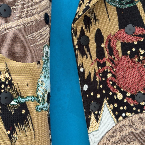 Zara Atelier Collection Jacquard Zodiac Signs and Faux Fur Collar Car Coat - Picture 7 of 11